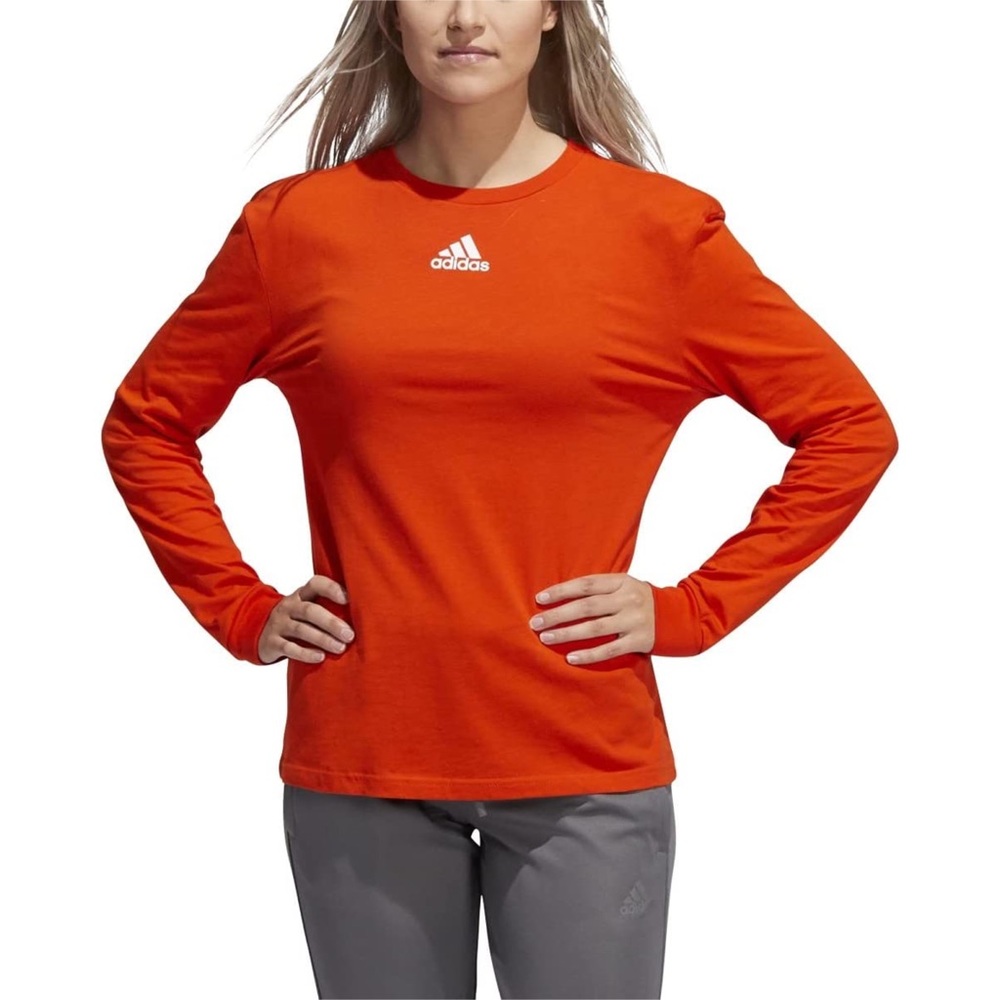 adidas Women's Collegiate Orange Amplifier Long Sleeve Tee Size 3XL